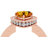 Rose gold Heart Cut Halo Diamond Engagement Ring with Milgrain Pave Band and Four-Prong Setting_4