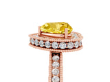 Rose gold Heart Cut Halo Diamond Engagement Ring with Milgrain Pave Band and Four-Prong Setting_5