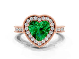 Rose gold Heart Cut Halo Diamond Engagement Ring with Milgrain Pave Band and Four-Prong Setting