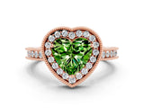 Rose gold Heart Cut Halo Diamond Engagement Ring with Milgrain Pave Band and Four-Prong Setting