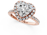Rose gold Heart Cut Halo Diamond Engagement Ring with Pave Band and Four-Prong Setting_21