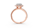 Rose gold Heart Cut Halo Diamond Engagement Ring with Pave Band and Four-Prong Setting_23
