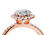 Rose gold Heart Cut Halo Diamond Engagement Ring with Pave Band and Four-Prong Setting_24