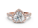 Rose gold Heart Cut Halo Diamond Engagement Ring with Pave Band and Four-Prong Setting_41