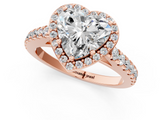 Rose gold Heart Cut Halo Diamond Engagement Ring with Pave Band and Four-Prong Setting_42