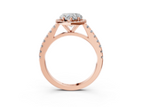 Rose gold Heart Cut Halo Diamond Engagement Ring with Pave Band and Four-Prong Setting_44