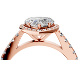Rose gold Heart Cut Halo Diamond Engagement Ring with Pave Band and Four-Prong Setting_45