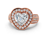 Rose gold Heart Cut Halo Diamond Engagement Ring with Pave Split Shank and Four-Prong Setting_15
