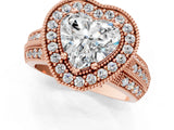 Rose gold Heart Cut Halo Diamond Engagement Ring with Pave Split Shank and Four-Prong Setting_16
