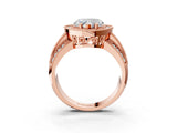 Rose gold Heart Cut Halo Diamond Engagement Ring with Pave Split Shank and Four-Prong Setting_18