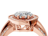 Rose gold Heart Cut Halo Diamond Engagement Ring with Pave Split Shank and Four-Prong Setting_19