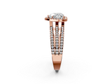 Rose gold Heart Cut Halo Diamond Engagement Ring with Split Shank and Four-Prong Setting_22