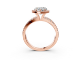 Rose gold Heart Cut Halo Diamond Engagement Ring with Split Shank and Four-Prong Setting_23