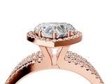 Rose gold Heart Cut Halo Diamond Engagement Ring with Split Shank and Four-Prong Setting_24