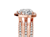 Rose gold Heart Cut Halo Diamond Engagement Ring with Split Shank and Four-Prong Setting_25