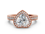Rose gold Heart Cut Halo Diamond Pave Band Ring with Four-Prong Setting_61