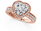 Rose gold Heart Cut Halo Diamond Pave Band Ring with Four-Prong Setting_62