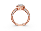 Rose gold Heart Cut Halo Diamond Pave Band Ring with Four-Prong Setting_64