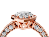 Rose gold Heart Cut Halo Diamond Pave Band Ring with Four-Prong Setting_65