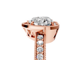 Rose gold Heart Cut Halo Diamond Pave Band Ring with Four-Prong Setting_66