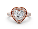 Rose gold Heart Cut Halo Diamond Pave Band with Four-Prong Setting_46