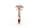 Rose gold Heart Cut Halo Diamond Pave Band with Four-Prong Setting_48