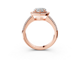 Rose gold Heart Cut Halo Diamond Pave Band with Four-Prong Setting_49