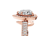 Rose gold Heart Cut Halo Diamond Pave Band with Four-Prong Setting_51