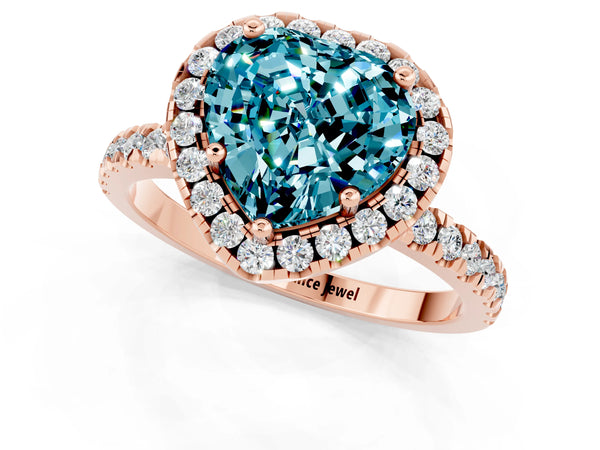 Rose gold Heart Cut Halo Diamond Pave Band with Prong Setting