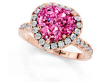 Rose gold Heart Cut Halo Diamond Pave Band with Prong Setting_1