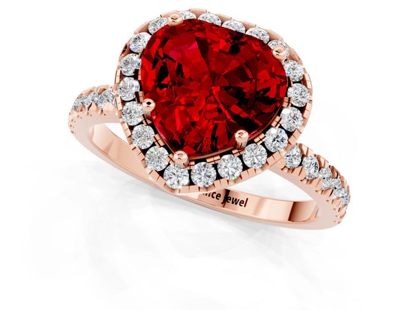 Rose gold Heart Cut Halo Diamond Pave Band with Prong Setting