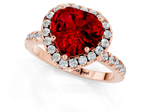 Rose gold Heart Cut Halo Diamond Pave Band with Prong Setting_1
