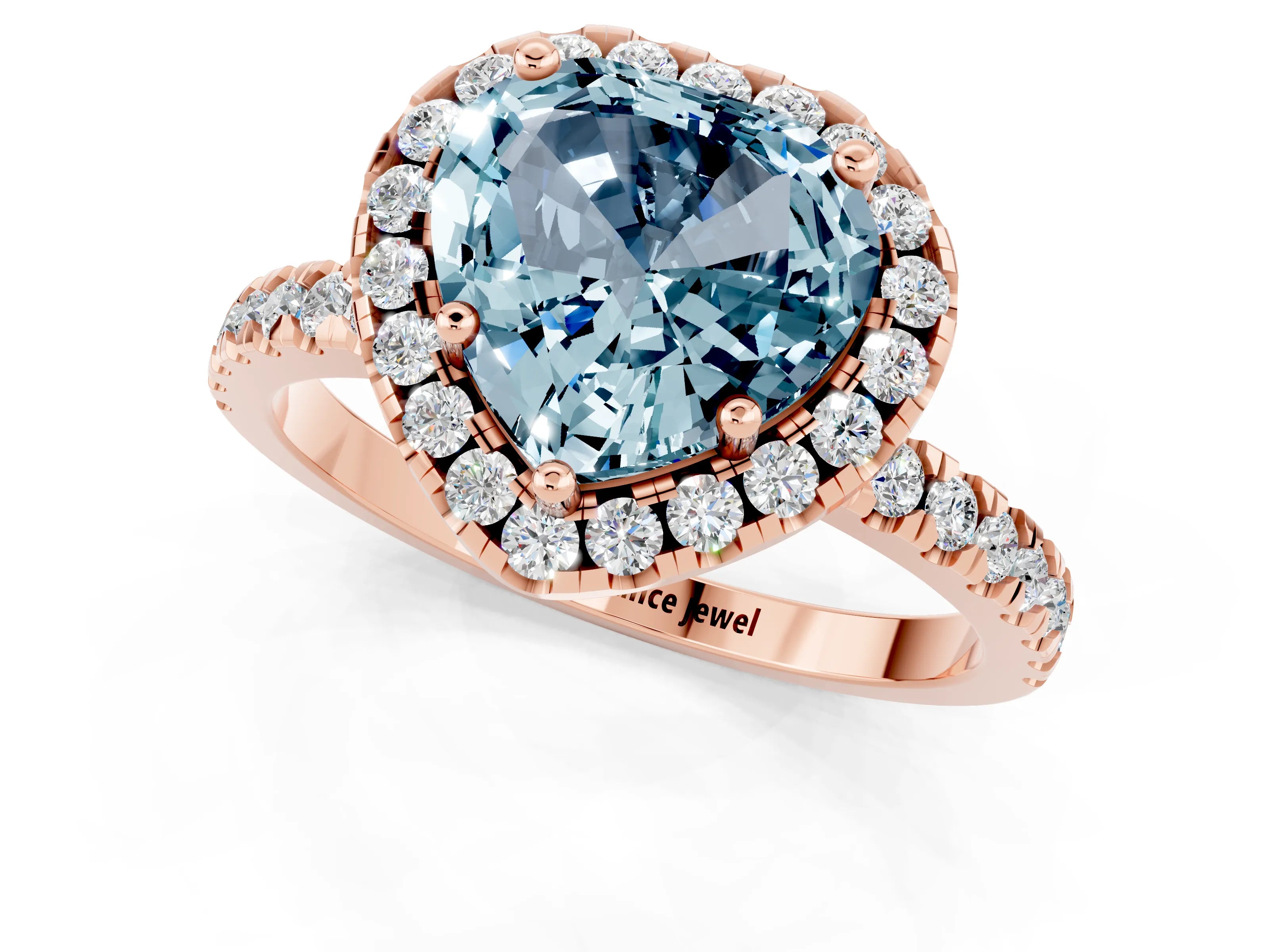 Rose gold Heart Cut Halo Diamond Pave Band with Prong Setting_1