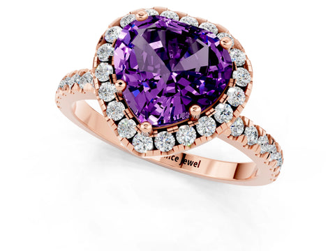 Rose gold Heart Cut Halo Diamond Pave Band with Prong Setting_1