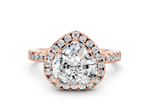Rose gold Heart Cut Halo Diamond Pave Band with Prong Setting