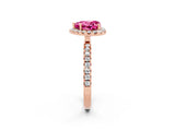 Rose gold Heart Cut Halo Diamond Pave Band with Prong Setting_2