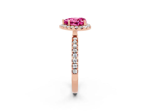 Rose gold Heart Cut Halo Diamond Pave Band with Prong Setting_2