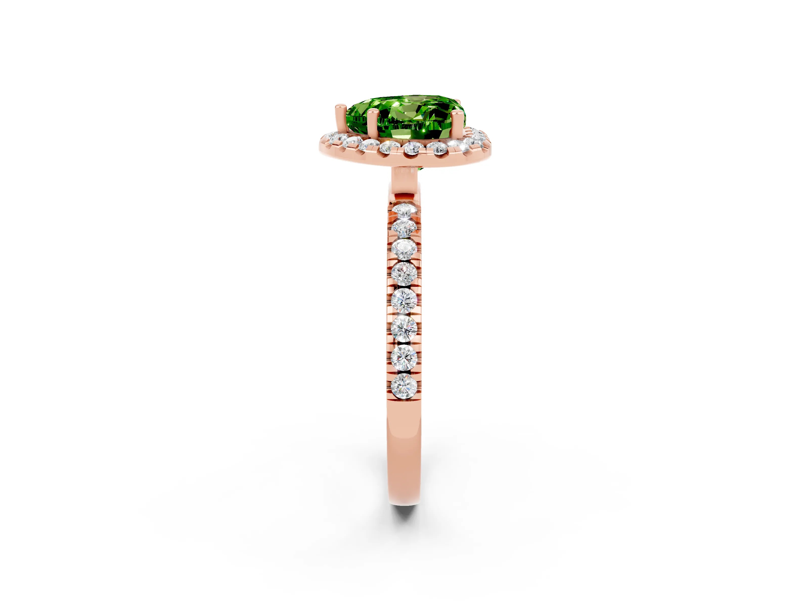 Rose gold Heart Cut Halo Diamond Pave Band with Prong Setting_2