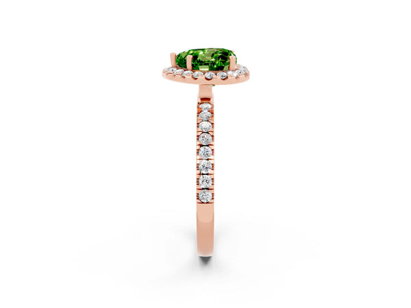 Rose gold Heart Cut Halo Diamond Pave Band with Prong Setting