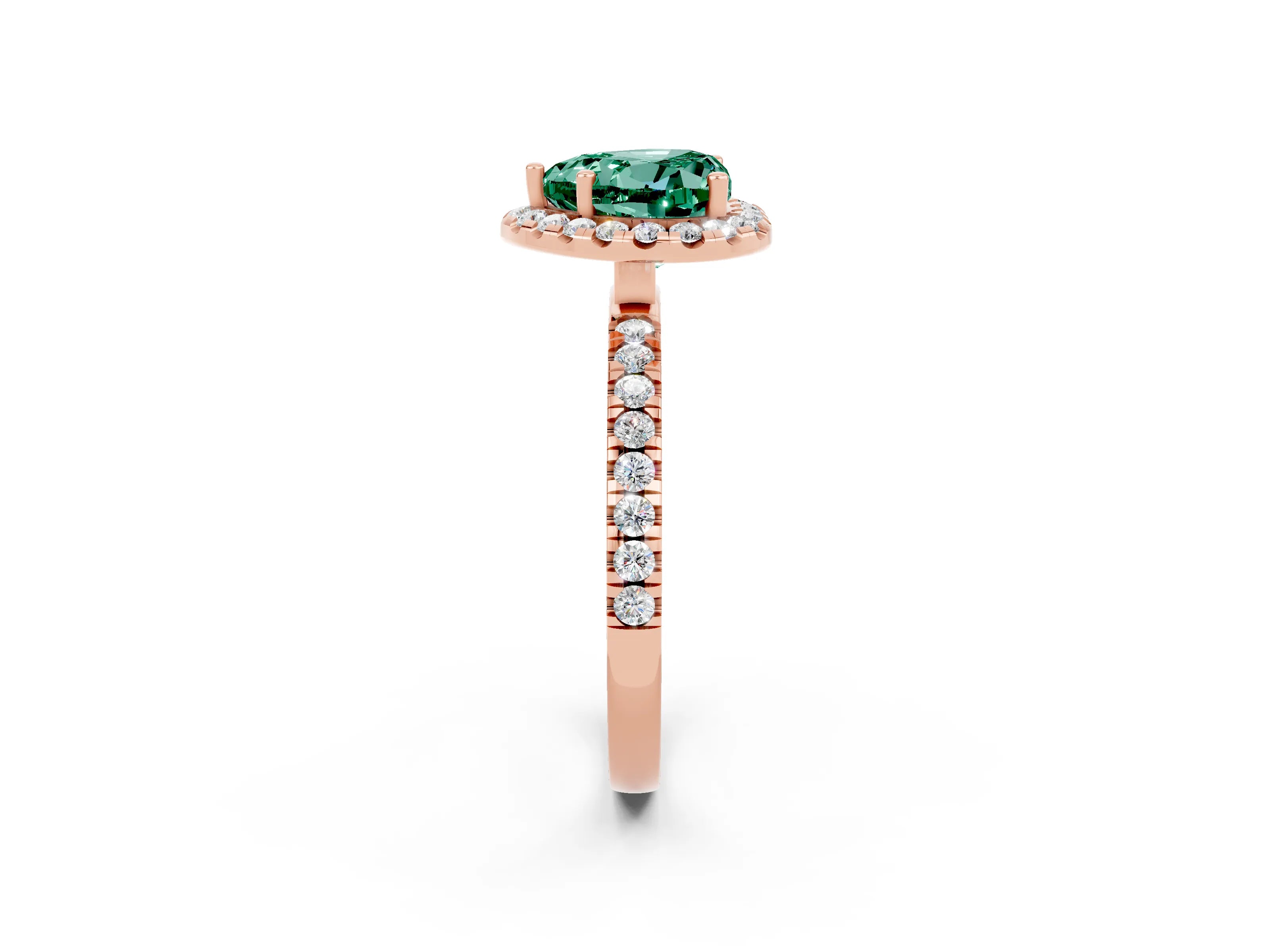 Rose gold Heart Cut Halo Diamond Pave Band with Prong Setting_2