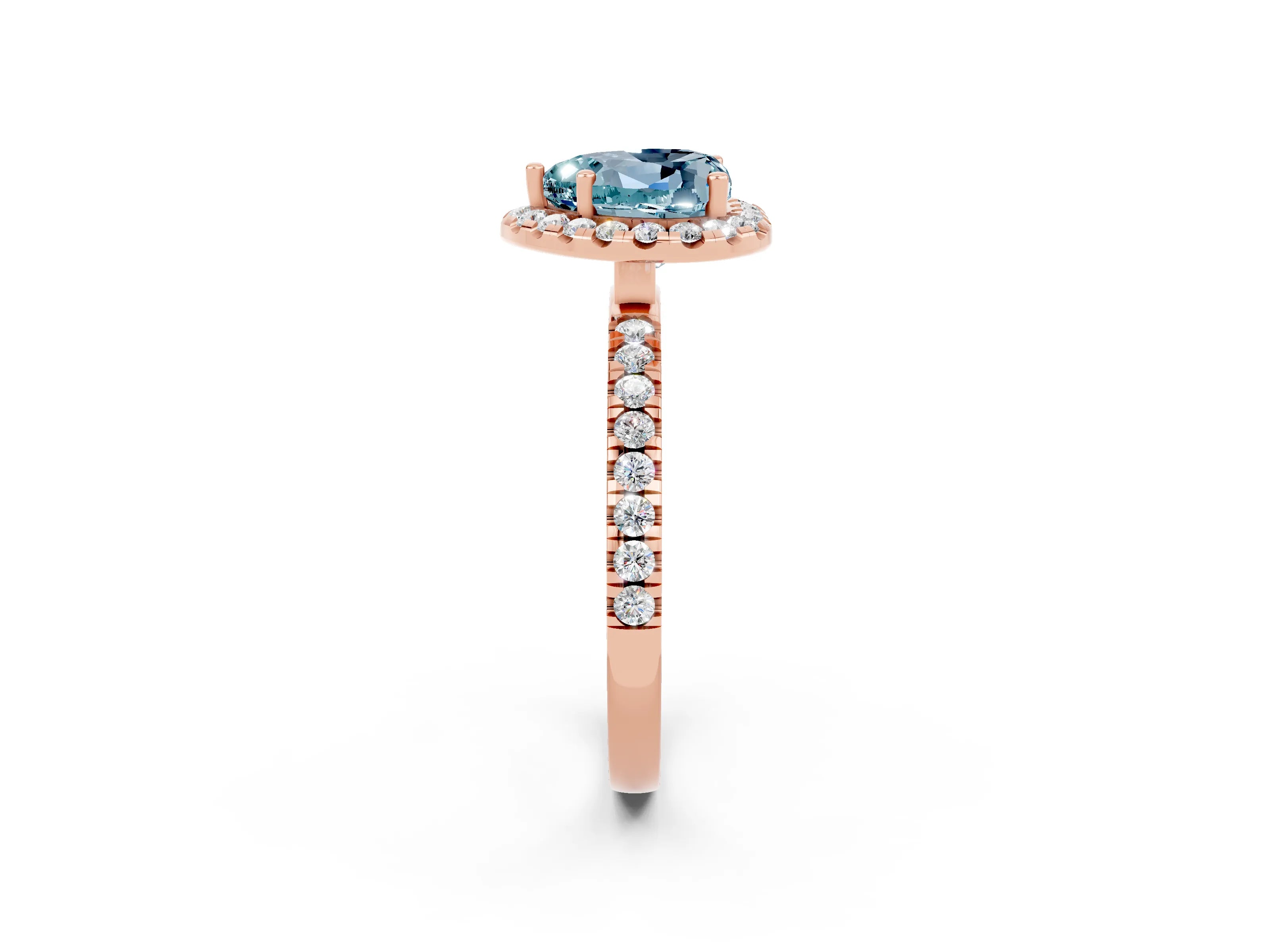 Rose gold Heart Cut Halo Diamond Pave Band with Prong Setting_2