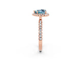 Rose gold Heart Cut Halo Diamond Pave Band with Prong Setting_2