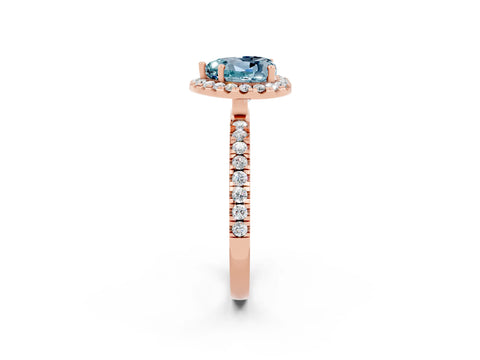 Rose gold Heart Cut Halo Diamond Pave Band with Prong Setting_2