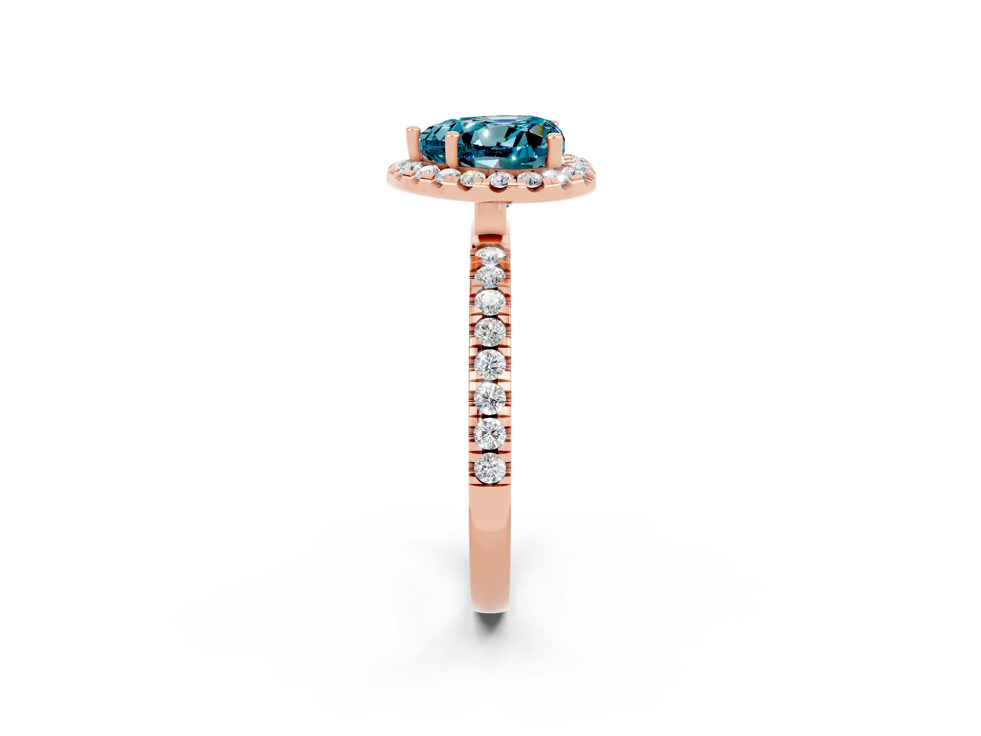 Rose gold Heart Cut Halo Diamond Pave Band with Prong Setting_2
