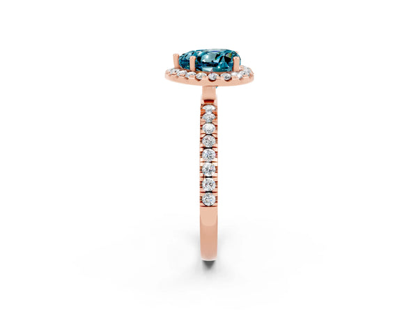 Rose gold Heart Cut Halo Diamond Pave Band with Prong Setting