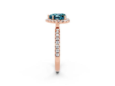 Rose gold Heart Cut Halo Diamond Pave Band with Prong Setting_2