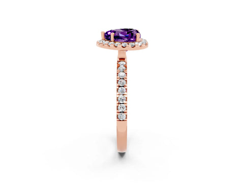 Rose gold Heart Cut Halo Diamond Pave Band with Prong Setting_2