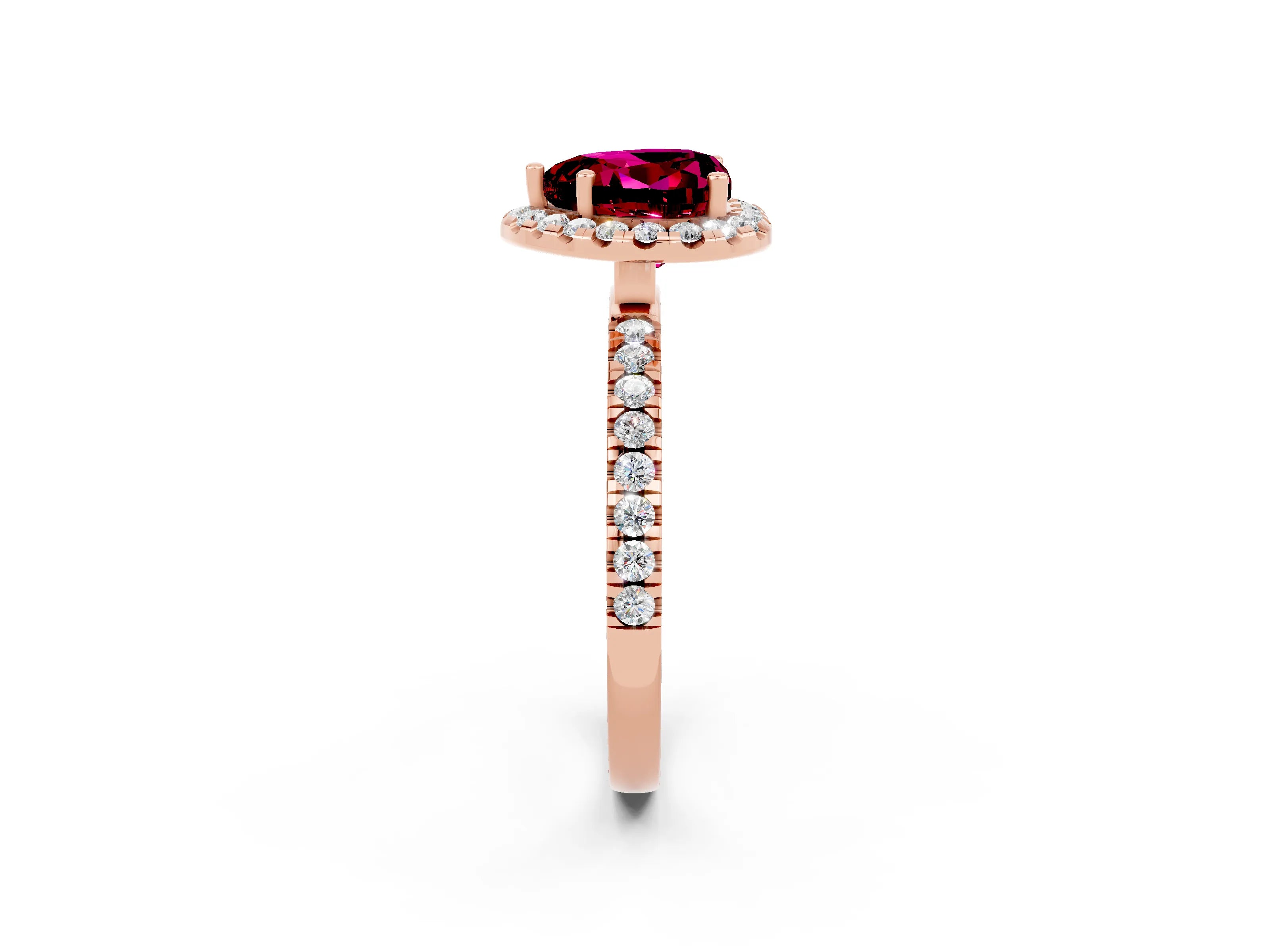 Rose gold Heart Cut Halo Diamond Pave Band with Prong Setting_2