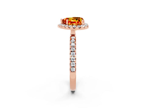 Rose gold Heart Cut Halo Diamond Pave Band with Prong Setting_2