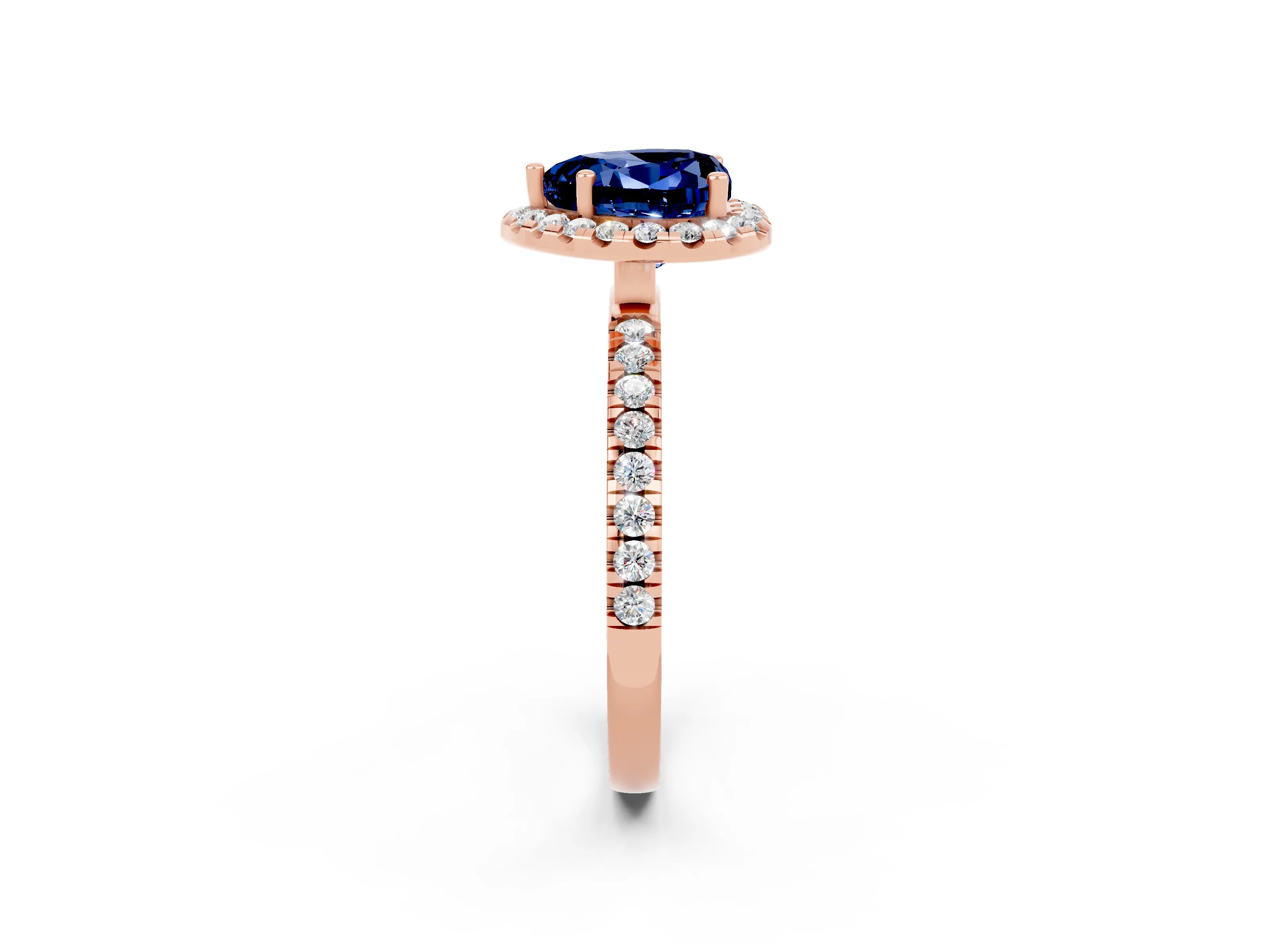 Rose gold Heart Cut Halo Diamond Pave Band with Prong Setting_2